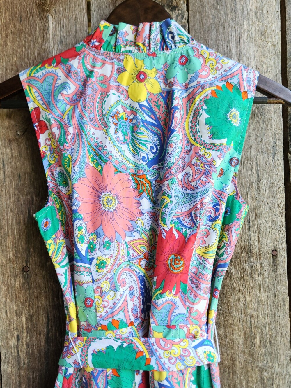 Talbots Cotton Shirtdress Women's 2 Sleeveless Buttondown Floral - Picture 4 of 6
